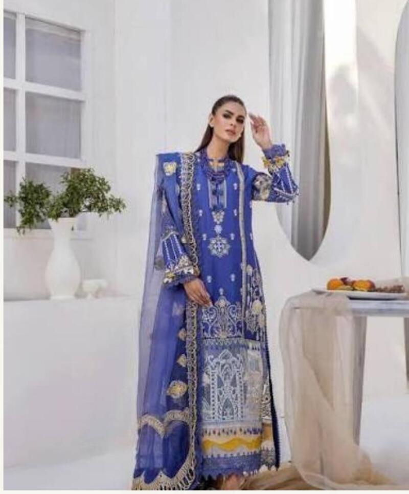 Blue embroidered women's formal wear